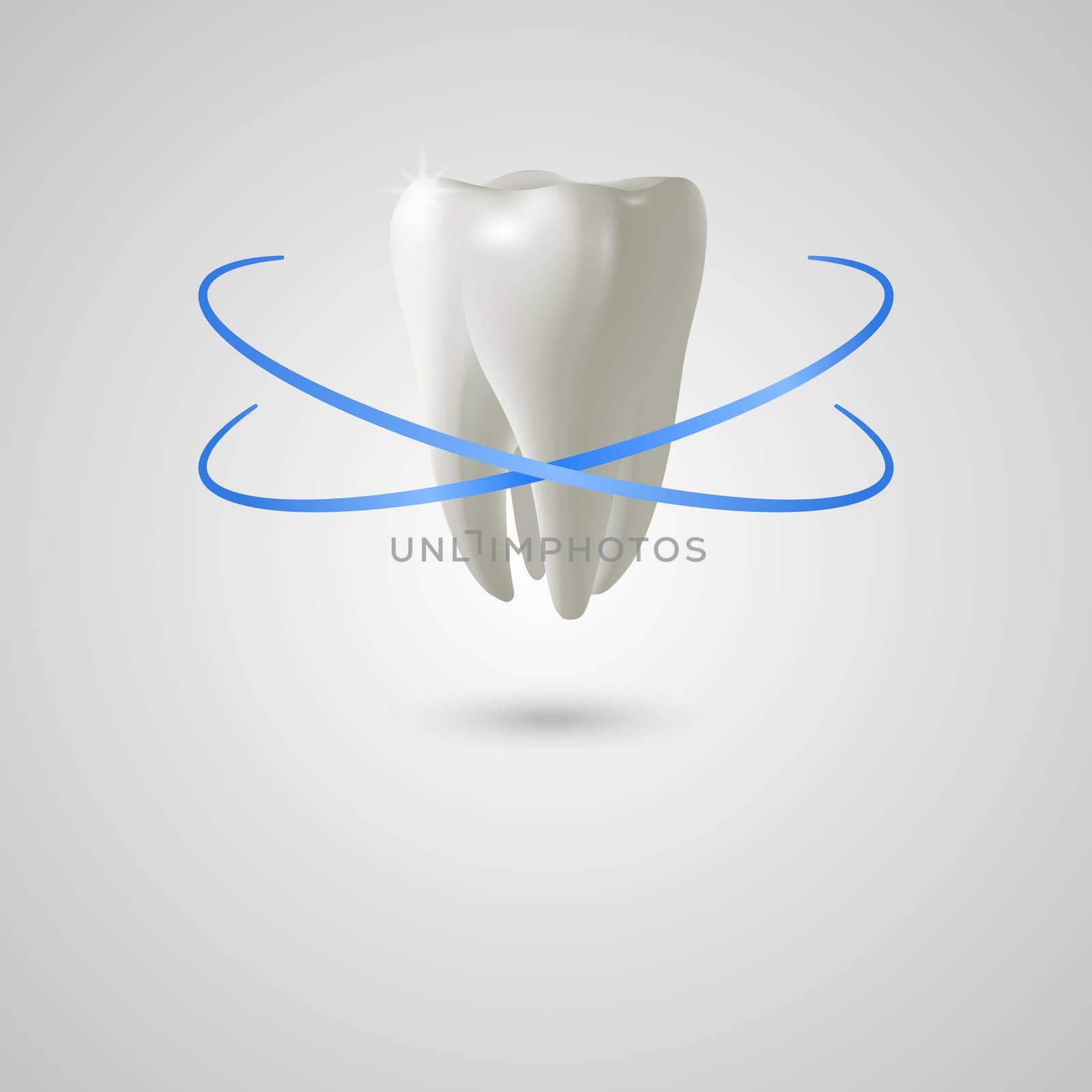 Dental care background wit realistic tooth. Vector illustration.