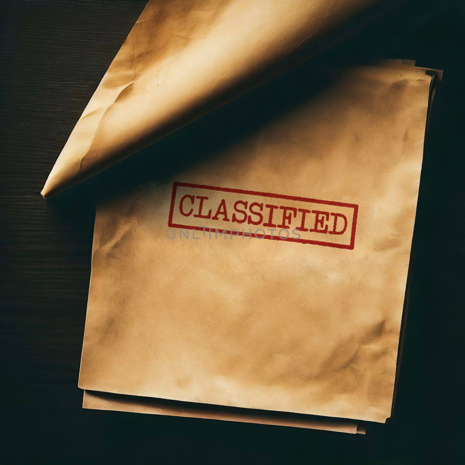 Close up of classified document papers