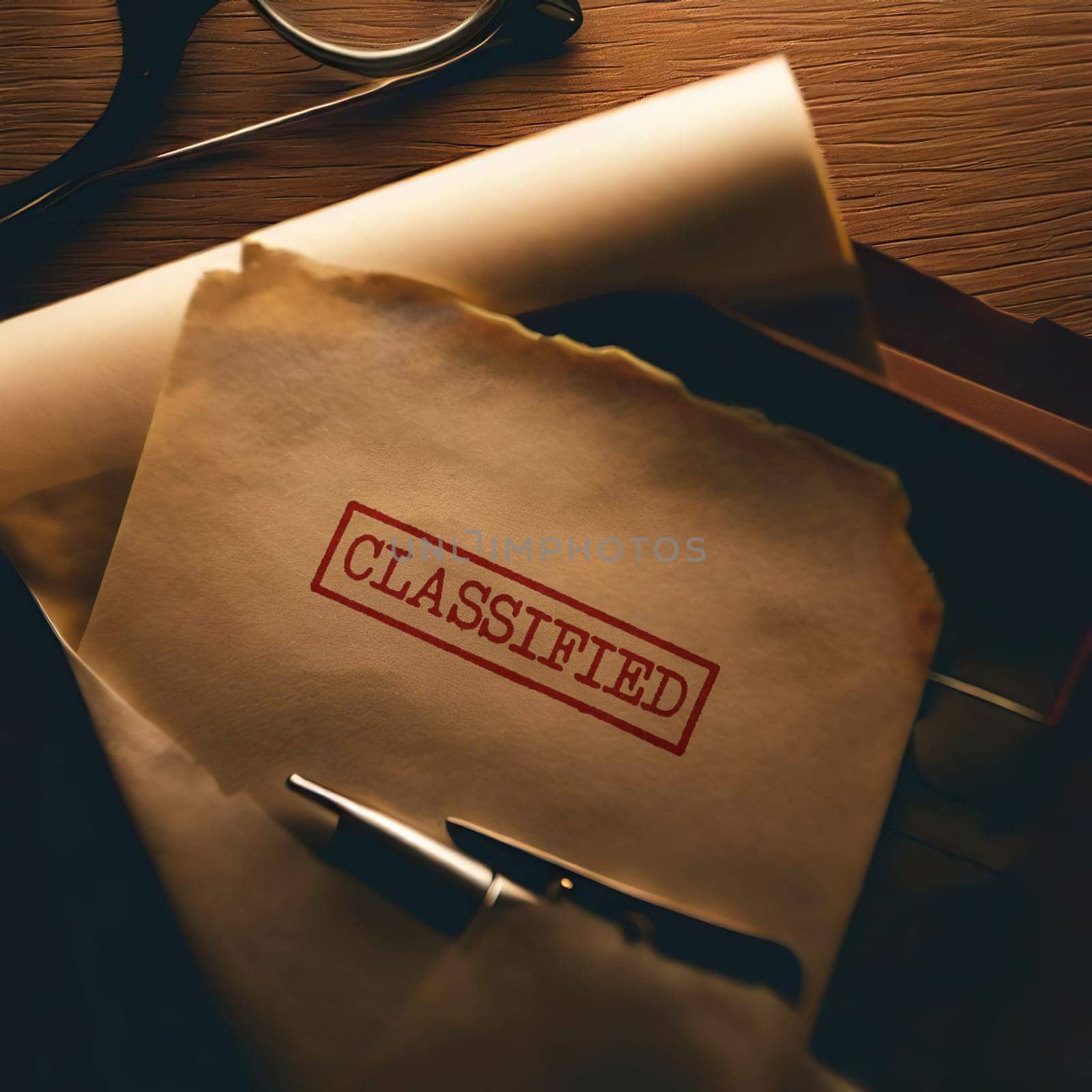 Close up of classified document papers