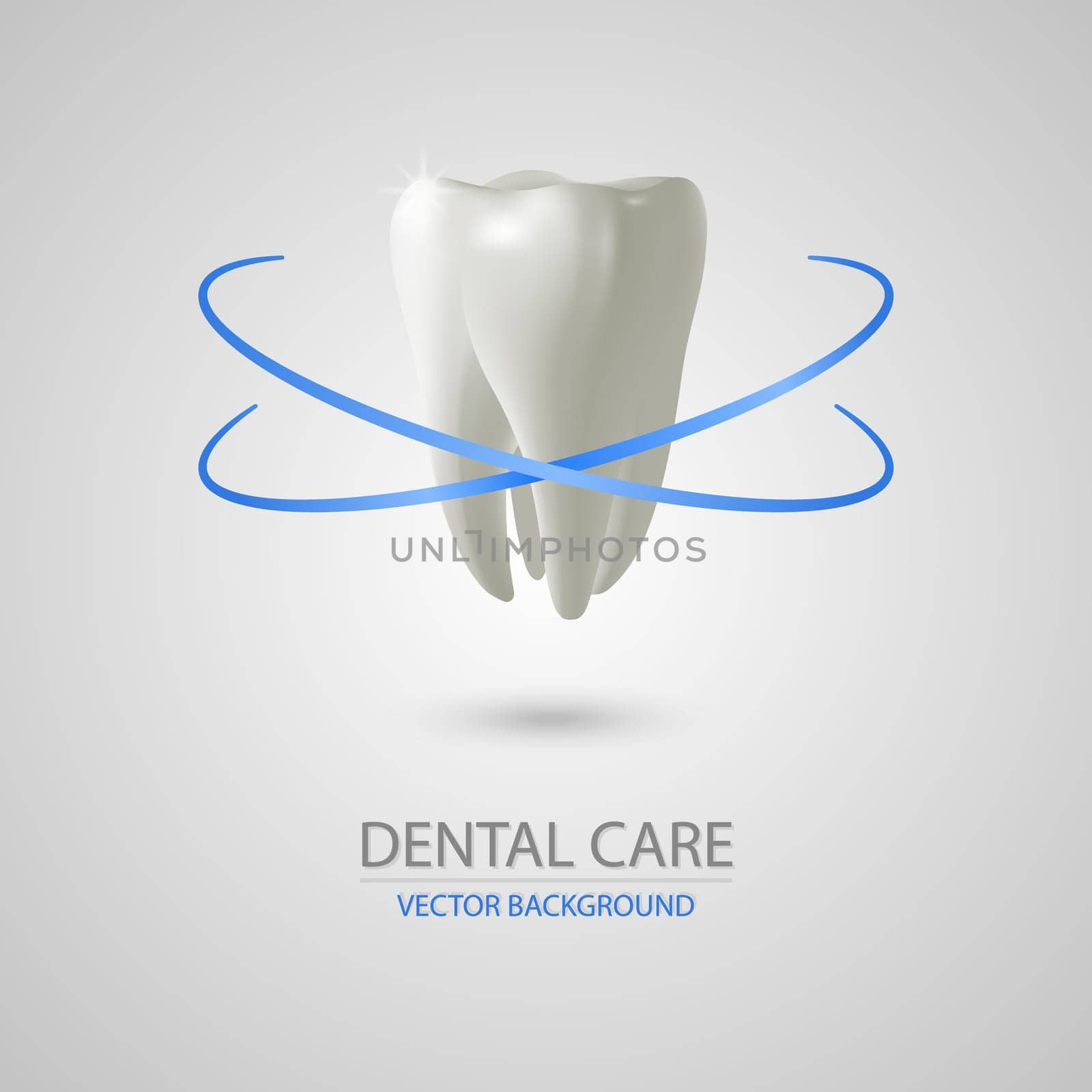 Dental care background wit realistic tooth. Vector illustration.