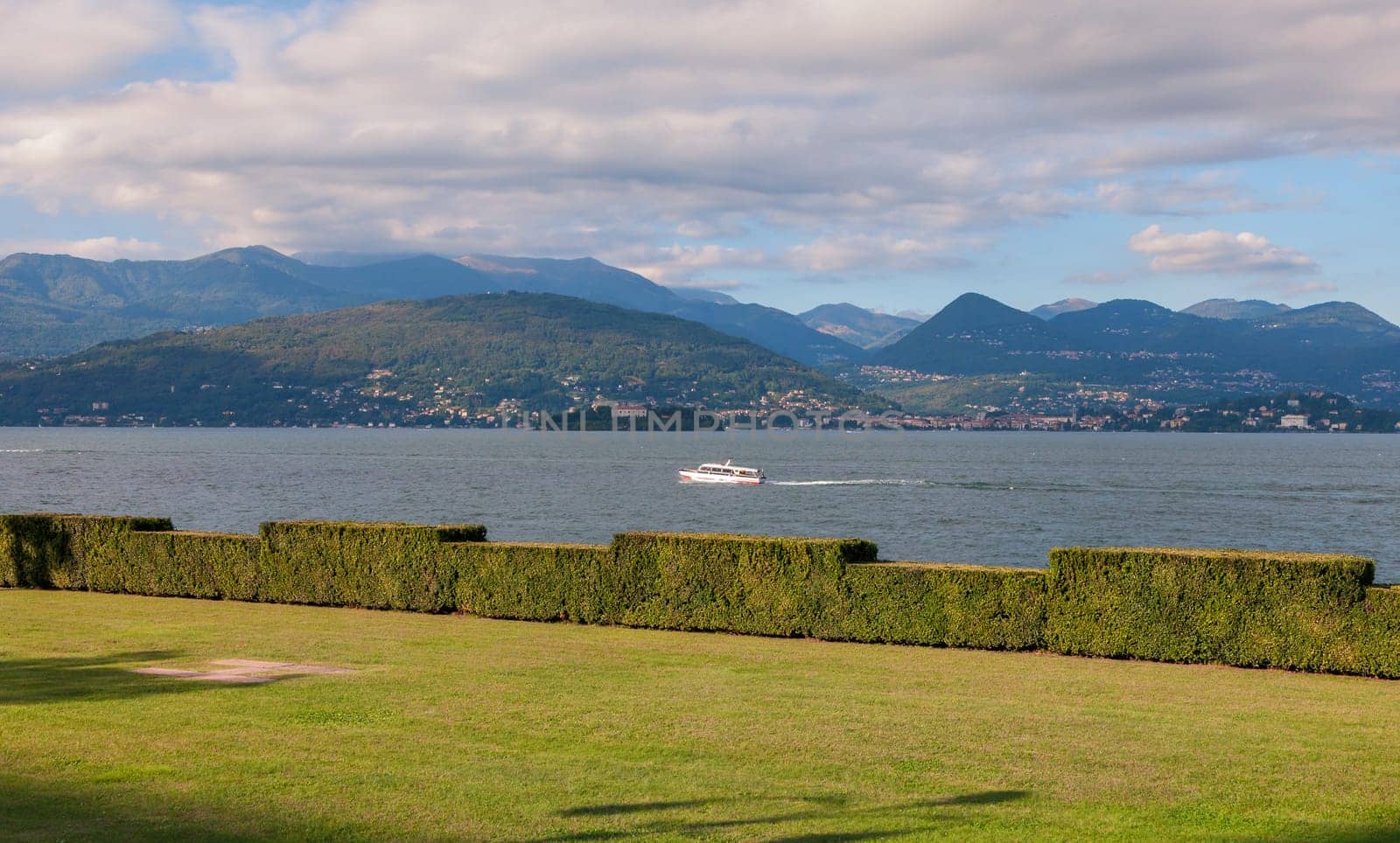 View of coastline of  Lago Maggiore, Italy