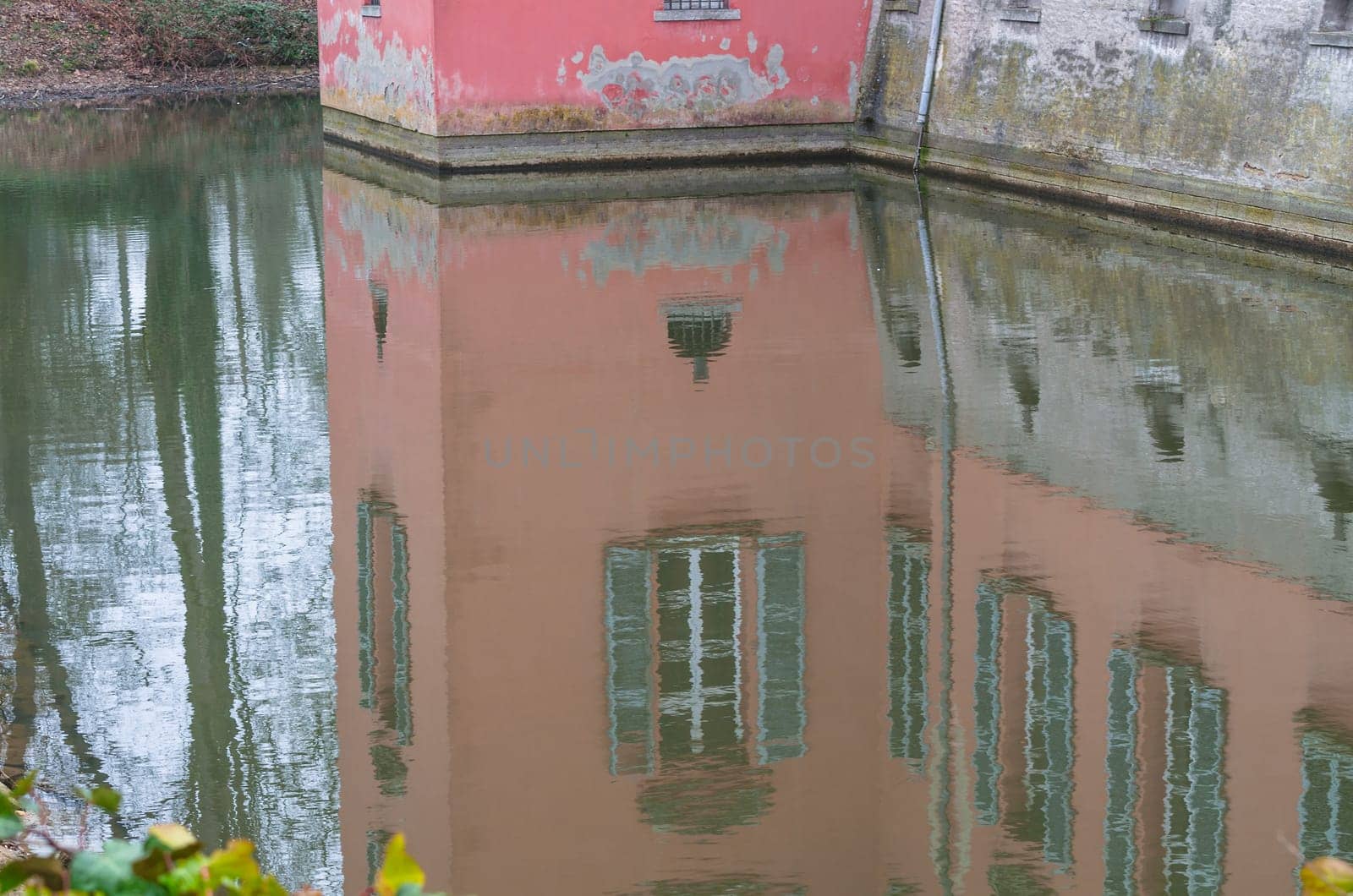 Water reflection from an old water castle near Düsseldorf Kaiserswerth.
