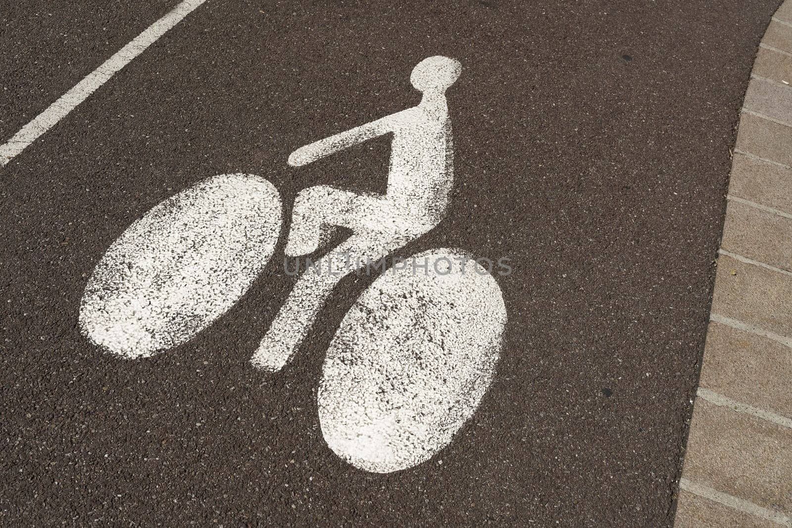 Marking as an indication on a bicycle path in the city center of Colmar in France