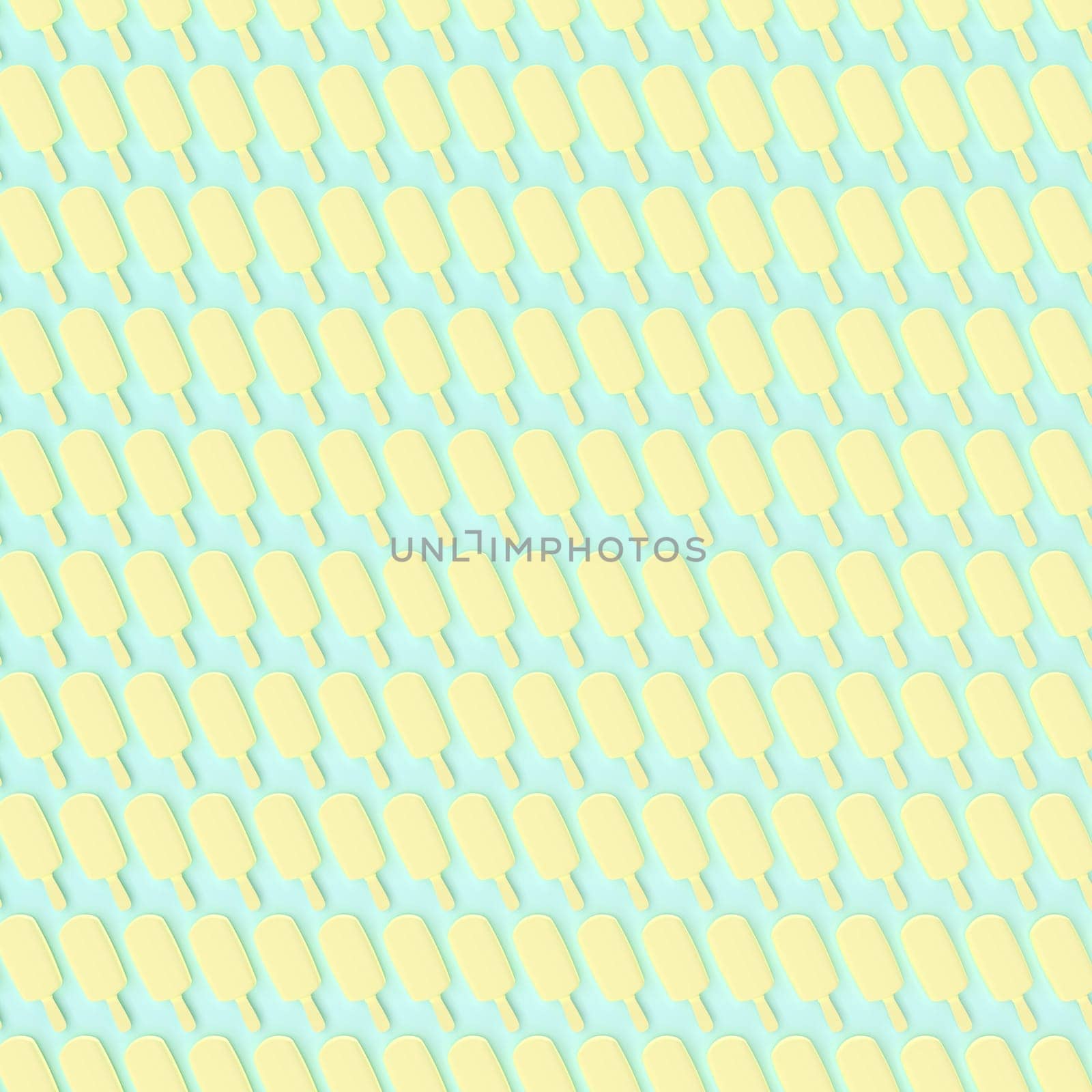 Abstract background with yellow ice creams silhouettes, 3D illustration