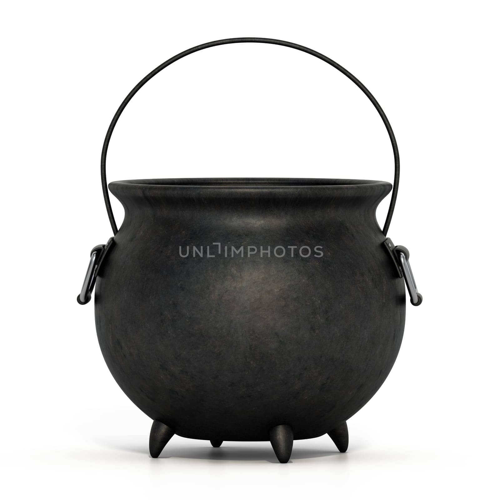 Witch cauldron isolated on white background. 3D illustration.