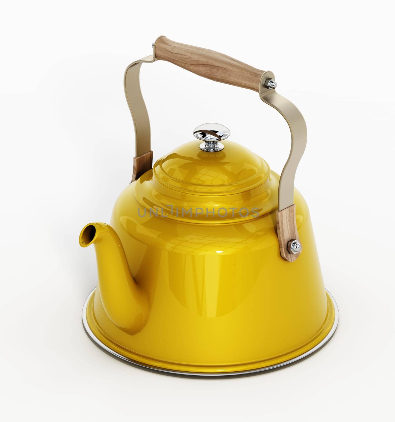Retro teapot isolated on white background. 3D illustration.