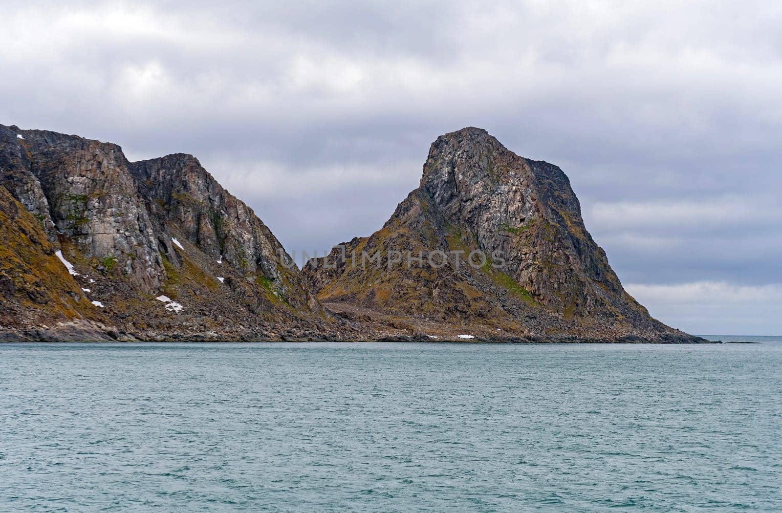 Monolith with LIchen in the High Arctic in the Svalbard Islands in Norway