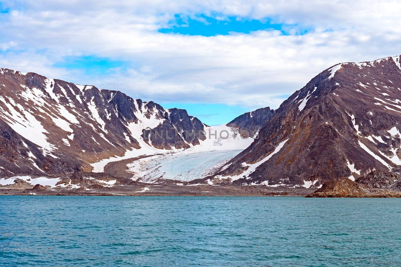 Retreating Glacier in the High Arctic in the Svalbard Islands in Norway