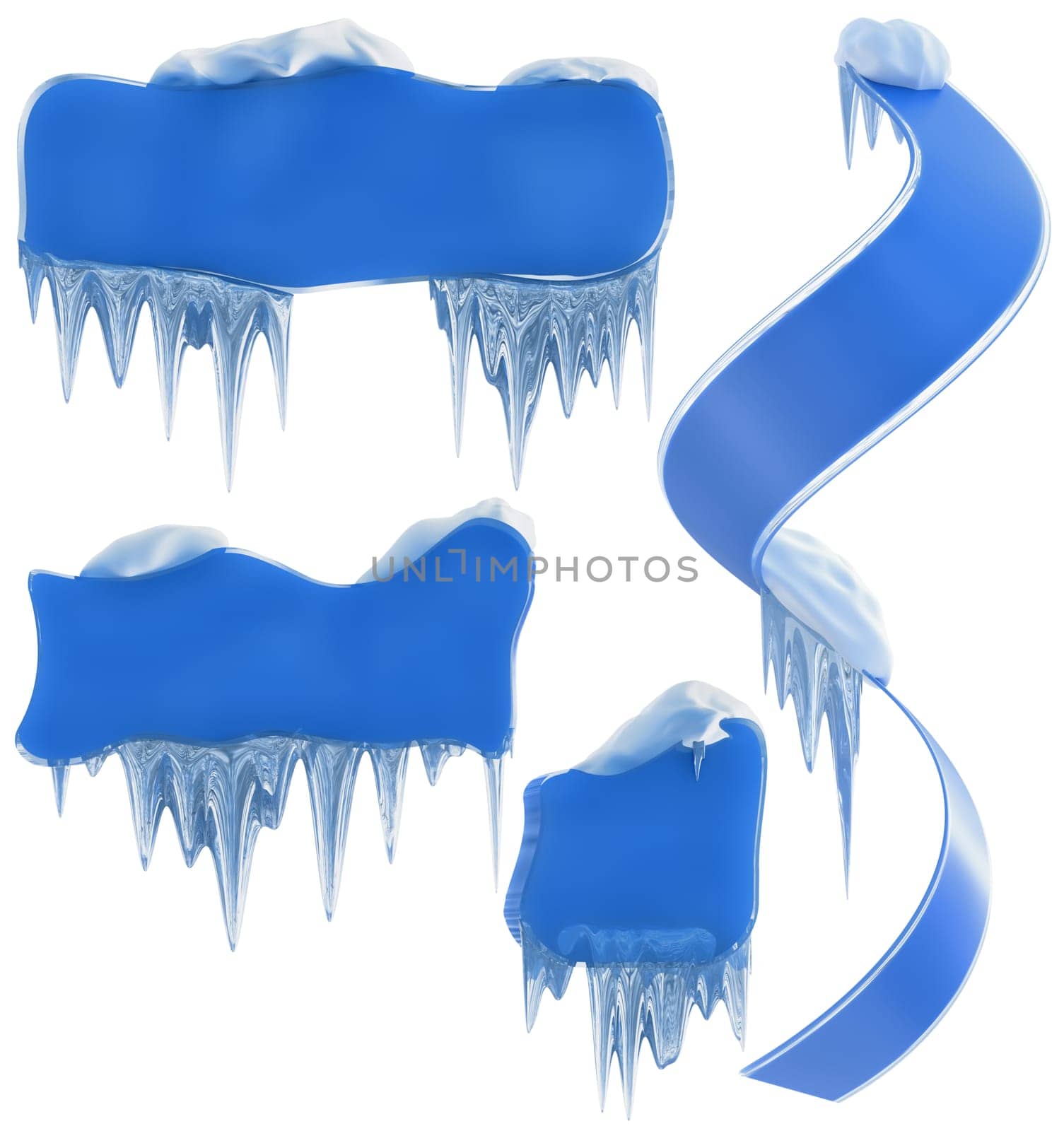 set of banners with snow and icicles, as a symbol winter holidays