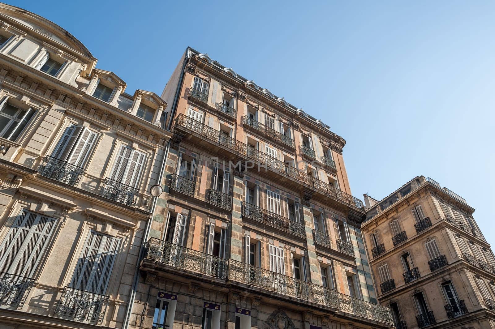 Old facade in the Quarter of the Antiquaires in Marseille,France