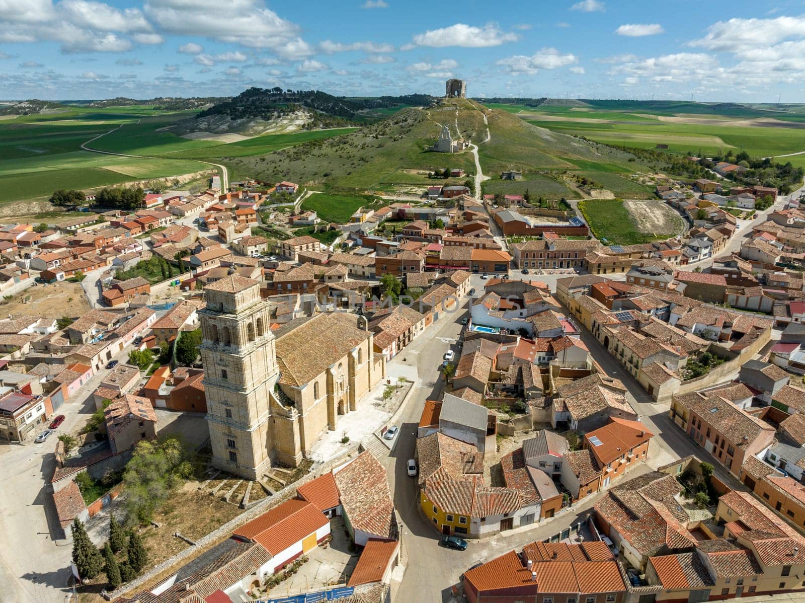 Mota del Marques in Valladolid, aerial panoramic city ??center view Spain