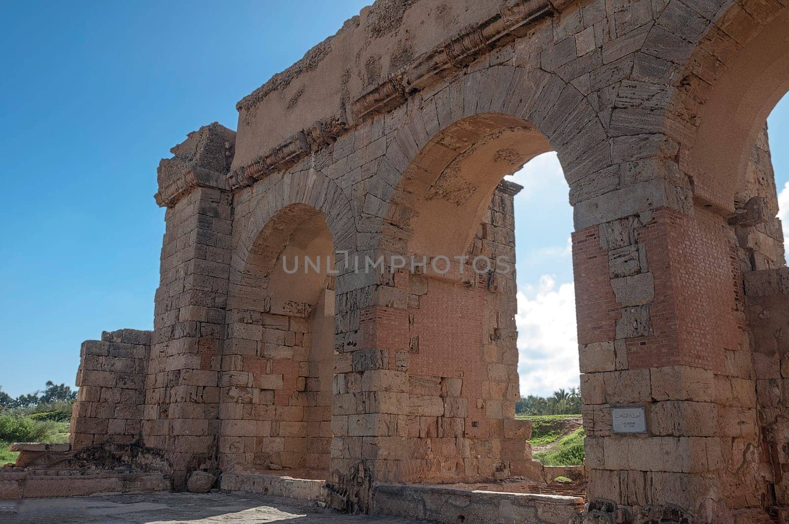 Archaeological site of Leptis Magna, Libya - 10/30/2006:  The caldarium of the Baths of Hadrian in ancient Roman city of Leptis Magna.