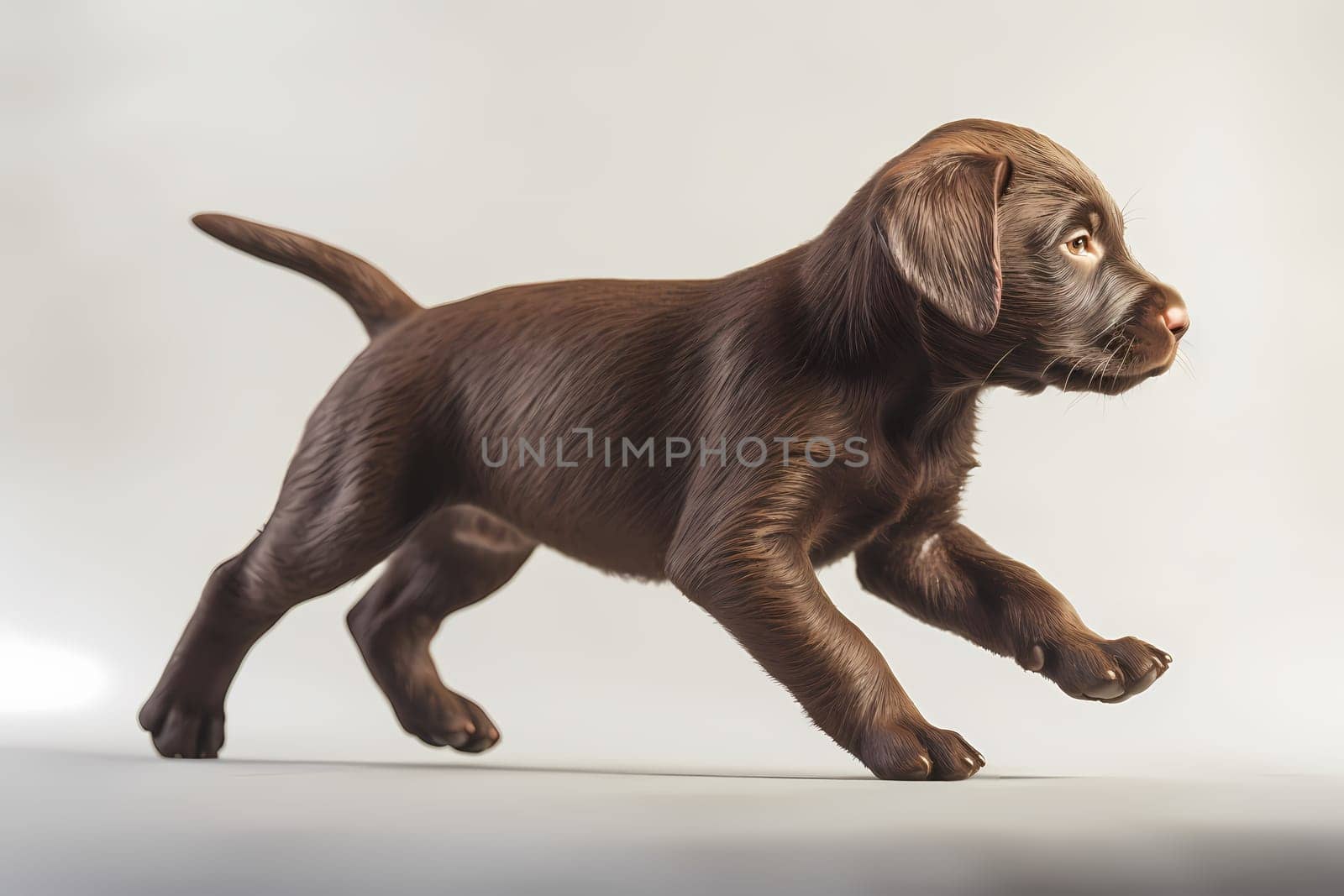 The brown Labrador puppy is spinning around in circles, trying to catch its own tail.
