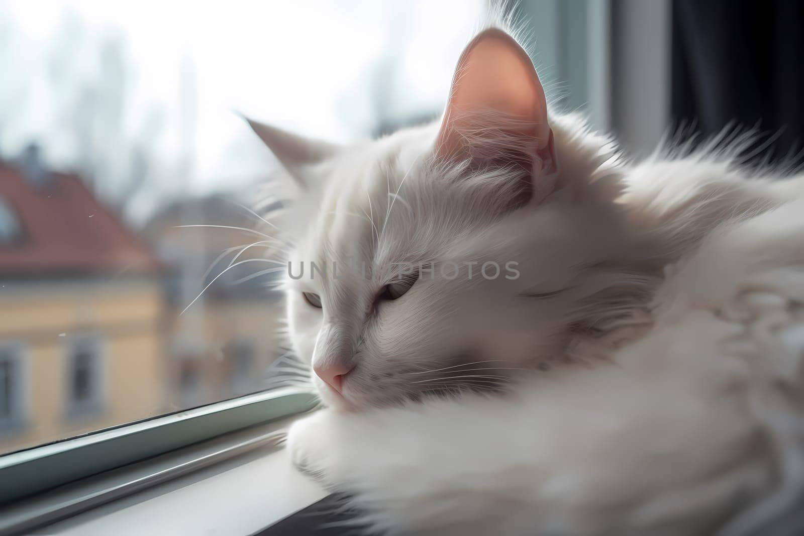 The kitten is enjoying a peaceful nap while basking in the sun's warmth.