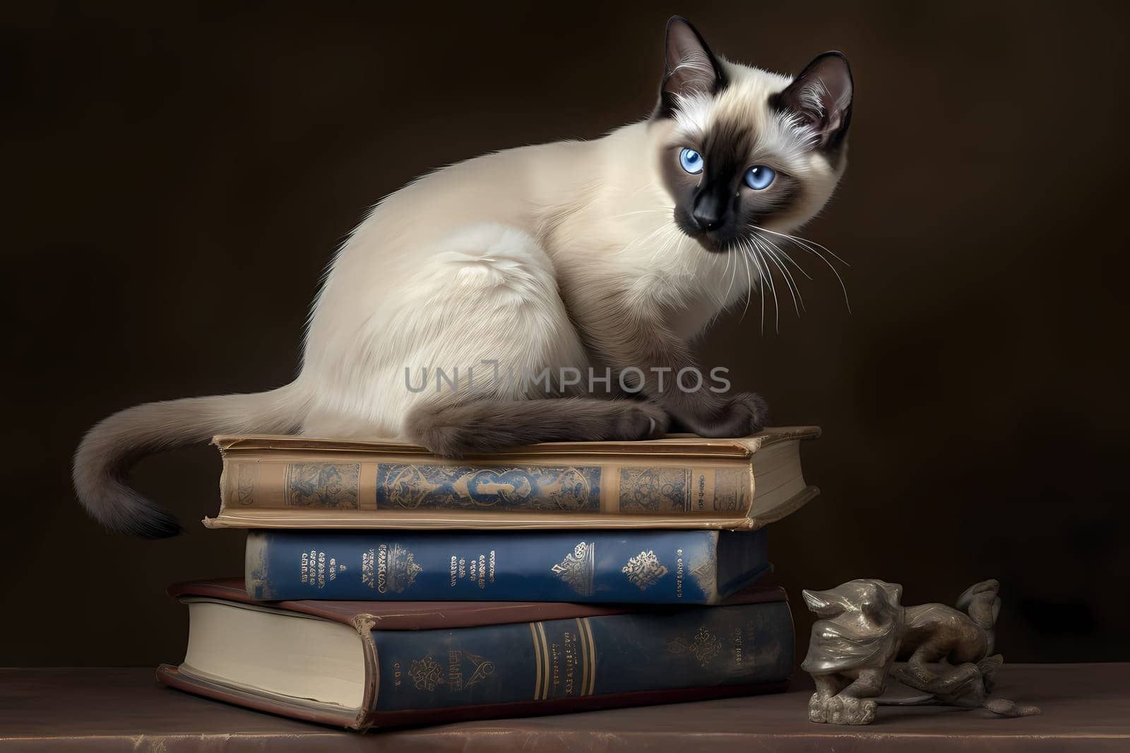 The kitten is using the stack of books as an obstacle course, leaping over them with grace and skill.