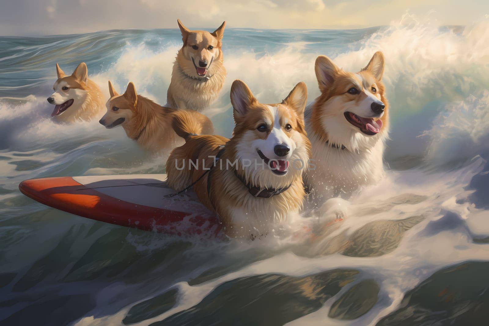 The corgis are catching waves and having a blast surfing in Hawaii.