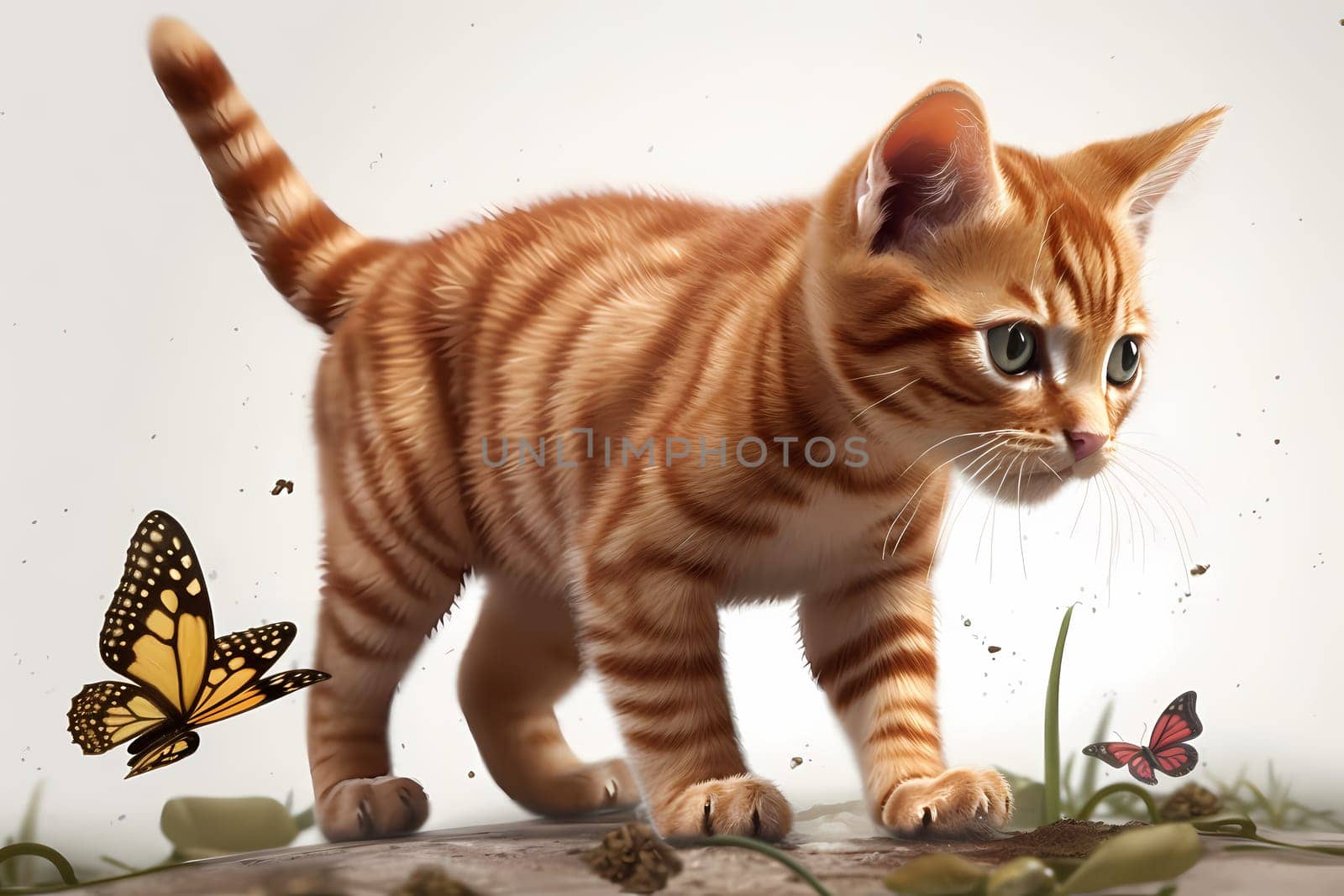 This tiny hunter is determined to catch the fluttering butterfly that's zigzagging through the air, darting and pouncing and having a blast.