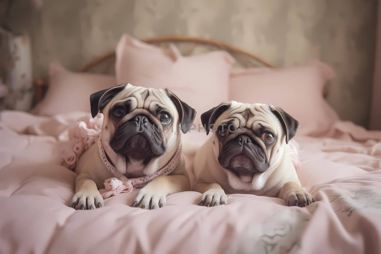 The pugs are cuddled up, melting hearts with their cuteness.