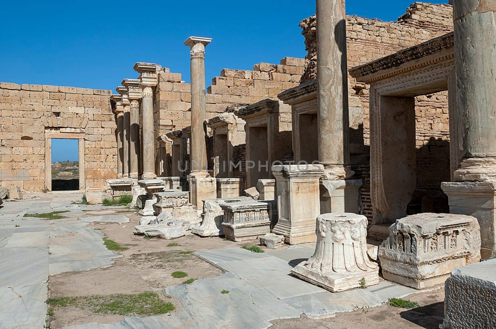 Archaeological site of Leptis Magna, Libya - 10/30/2006:  The Forum of Severe in the ancient Roman city of  Leptis Magna.