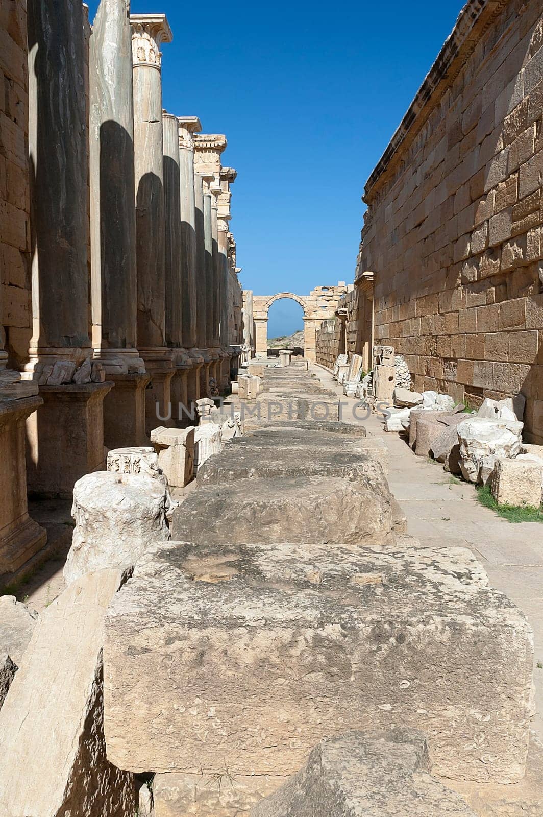 Archaeological site of Leptis Magna, Libya - 10/30/2006:  The Basilica of Severe  in the ancient Roman city of Leptis Magna.