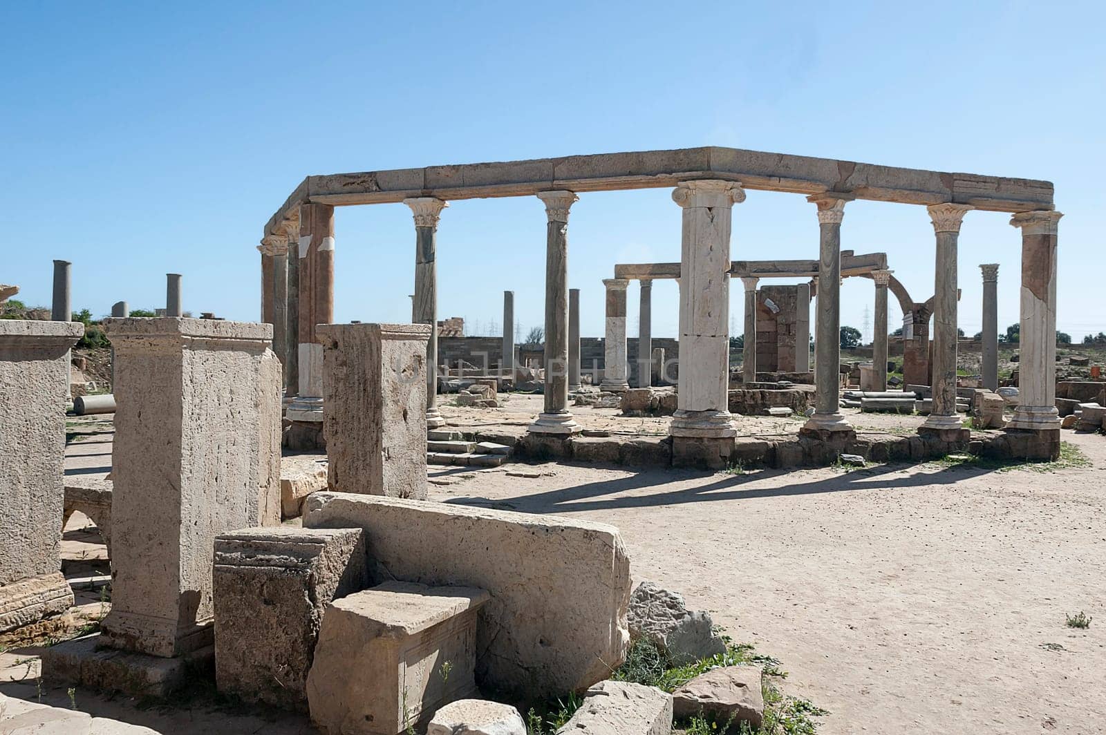 Archaeological site of Leptis Magna, Libya - 10/30/2006:  The Marketplace in the ancient Roman city of Leptis Magna.