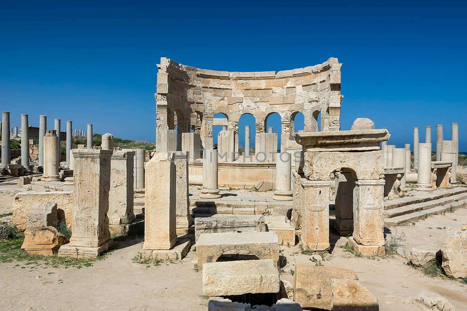 Archaeological site of Leptis Magna, Libya - 10/30/2006:  The Marketplace in the ancient Roman city of Leptis Magna.