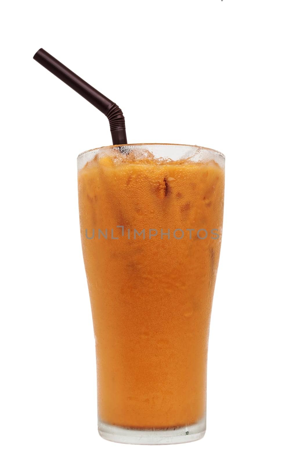Ice milk tea, famous drink isolated on white background, Clipping path
