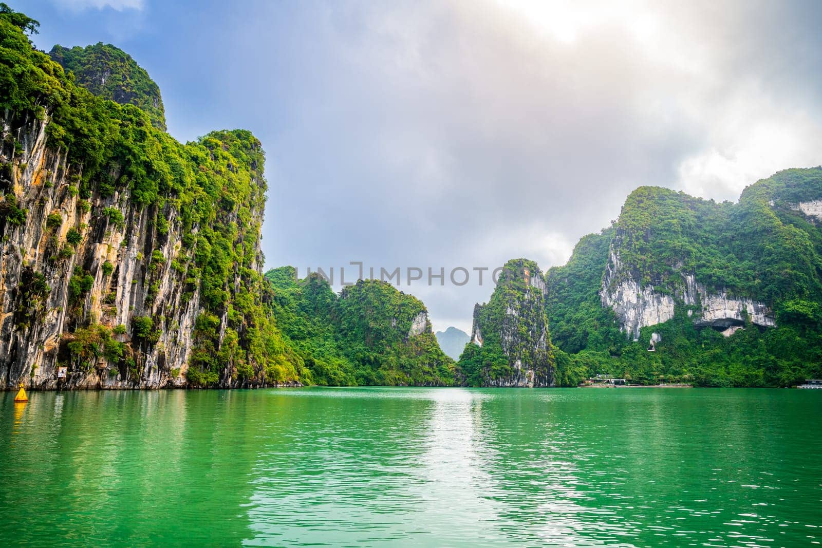 Beautiful limestone karst islands of Ha Long Bay in Vietnam