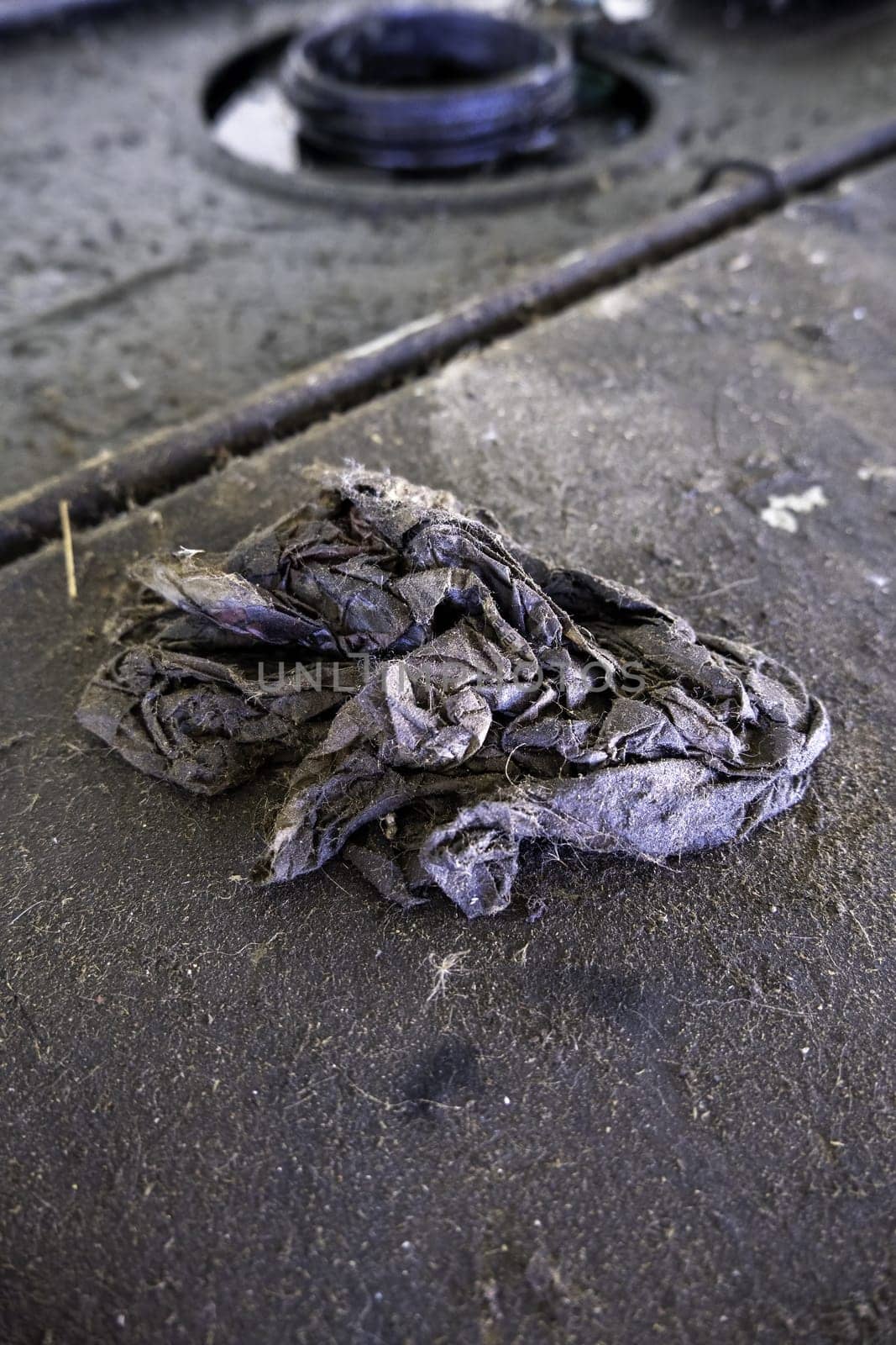 Detail of dirty and used oil, pollution and destruction of the environment