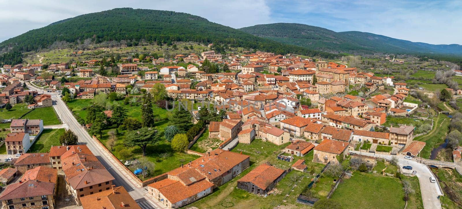 Panoramic aerial view of Viniesa, a beautiful town in Spain belonging to the province of Soria
