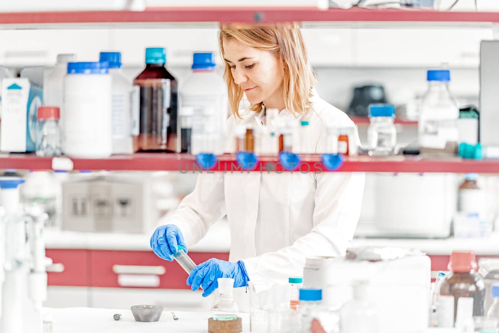 experimental research of chemical substances in a scientific laboratory for industry and medicine. High quality photo
