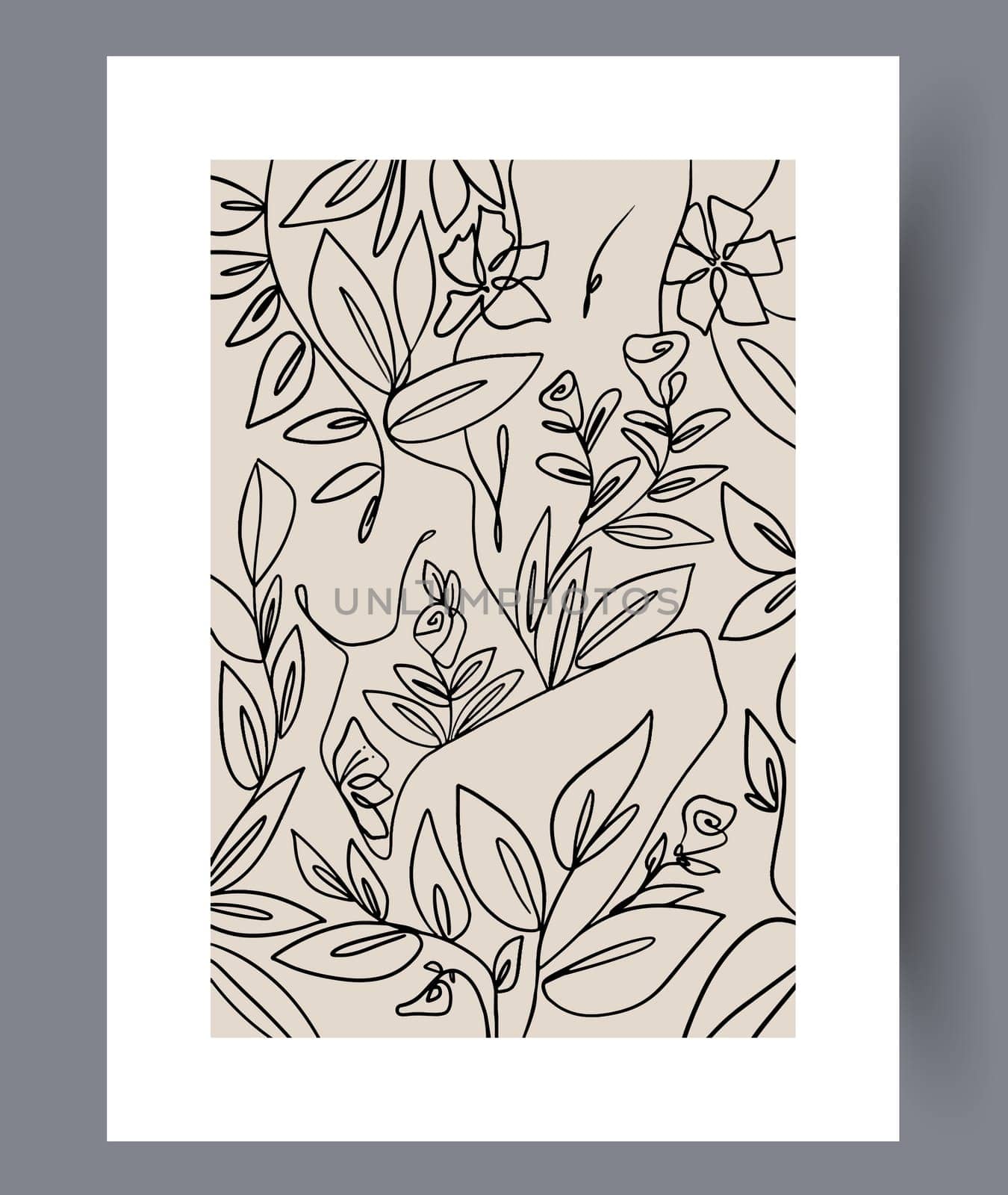 Still life flower nordic plant wall art print. Printable minimal abstract flower poster. Contemporary decorative background with plant. Wall artwork for interior design.