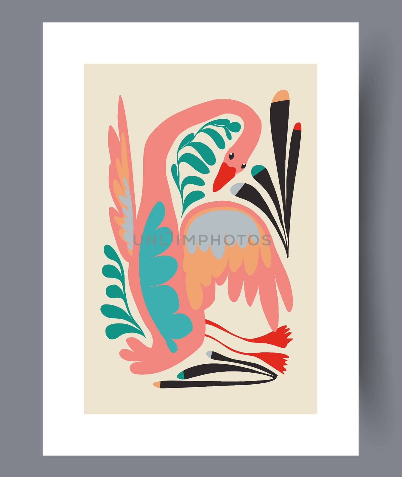 Still life flower nordic plant wall art print. Printable minimal abstract flower poster. Contemporary decorative background with plant. Wall artwork for interior design.