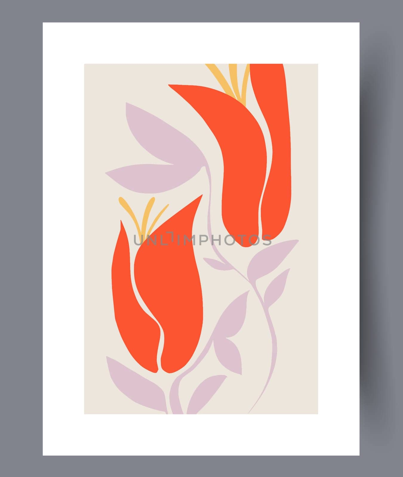Still life flower nordic plant wall art print. Printable minimal abstract flower poster. Contemporary decorative background with plant. Wall artwork for interior design.