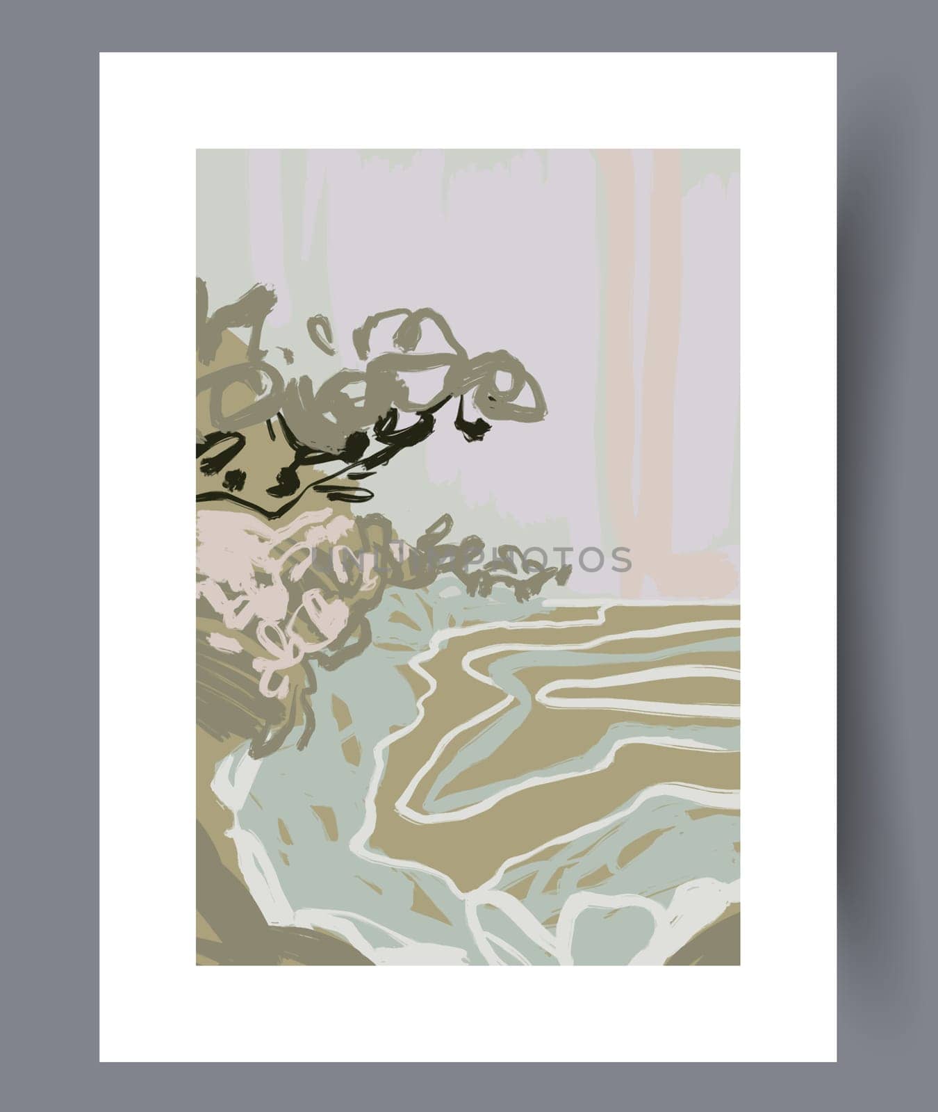 Still life flower nordic plant wall art print. Printable minimal abstract flower poster. Contemporary decorative background with plant. Wall artwork for interior design.