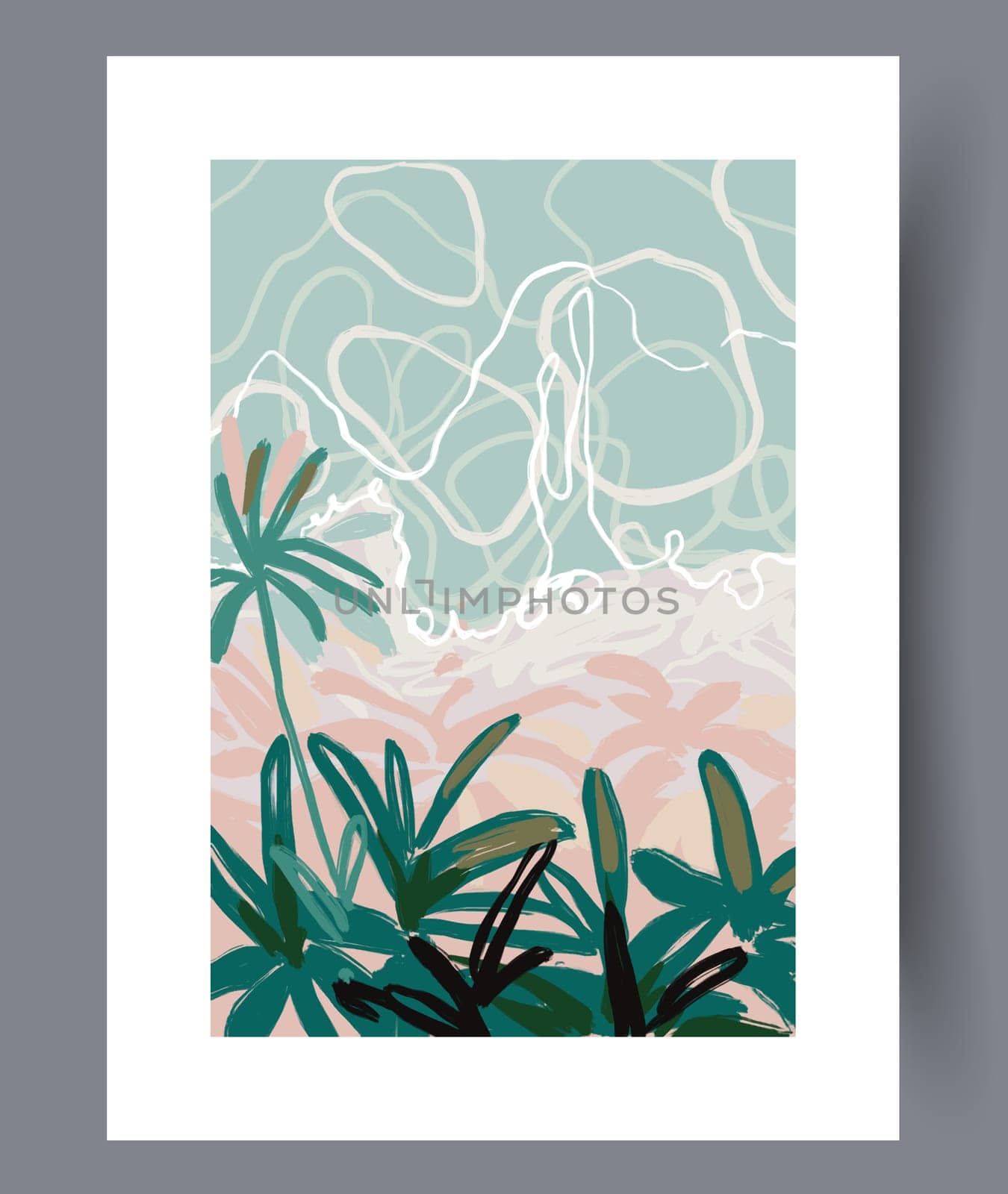 Still life flower nordic plant wall art print. Printable minimal abstract flower poster. Contemporary decorative background with plant. Wall artwork for interior design.