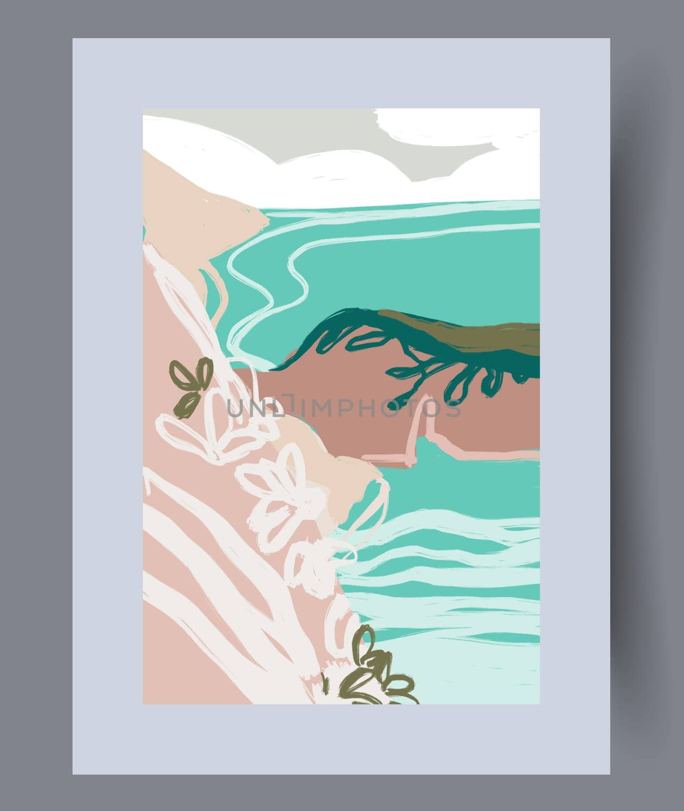 Still life flower nordic plant wall art print. Printable minimal abstract flower poster. Contemporary decorative background with plant. Wall artwork for interior design.