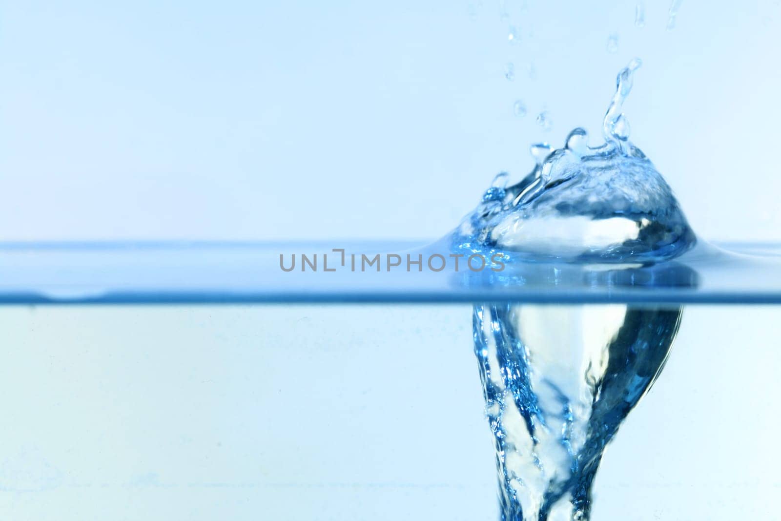 blue water splash macro close up