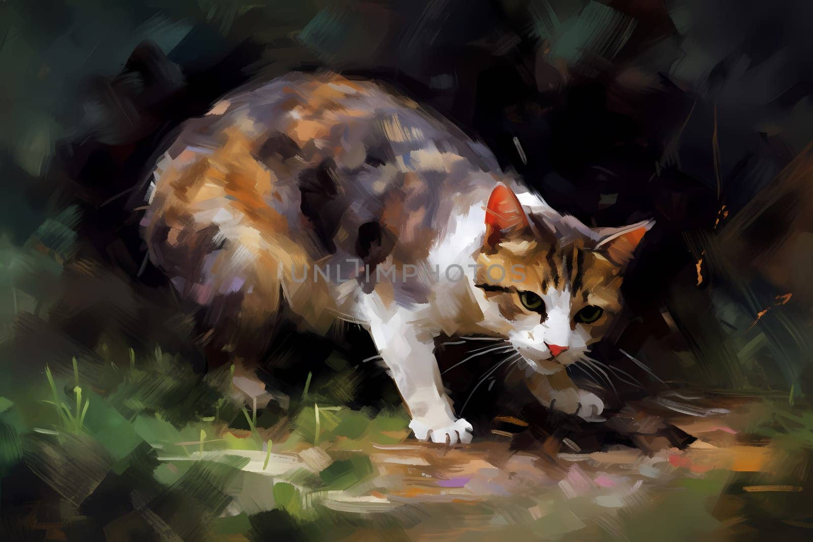 The cat has caught a quick and slippery mouse, and is now proudly showing off its prey. (generative AI)
