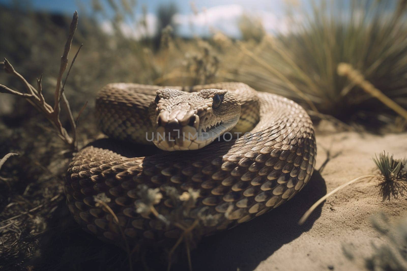 A dangerous rattlesnake getting ready for action (generative AI)