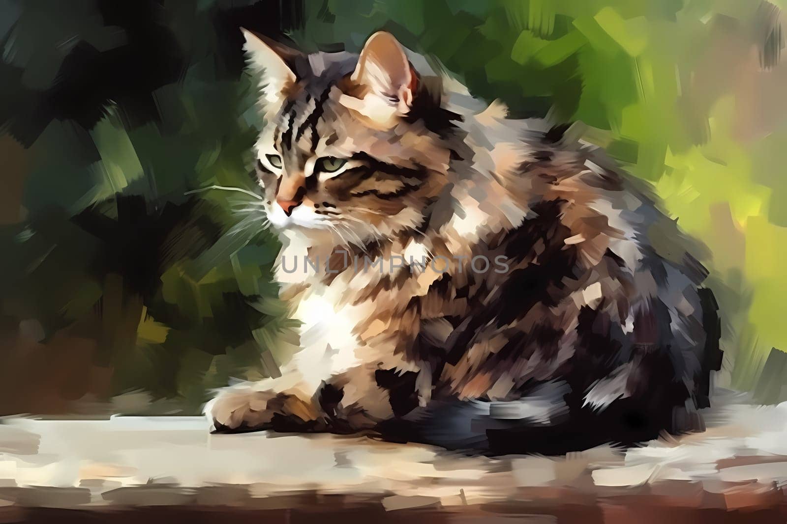 A contented cat is meticulously grooming its fur with delicate strokes of its tongue. (generative AI)