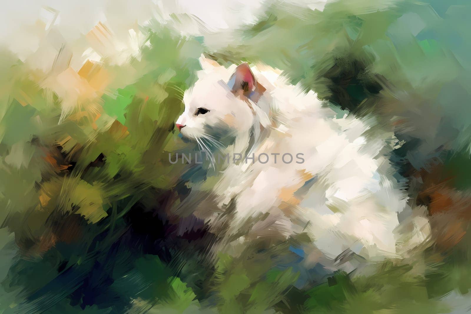 A contented cat is meticulously grooming its fur with delicate strokes of its tongue. (generative AI)