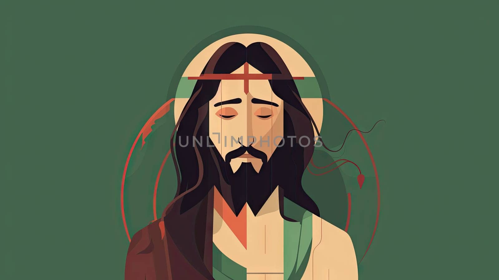 Jesus Christ illustration - Flat design, Generative AI - AI generated