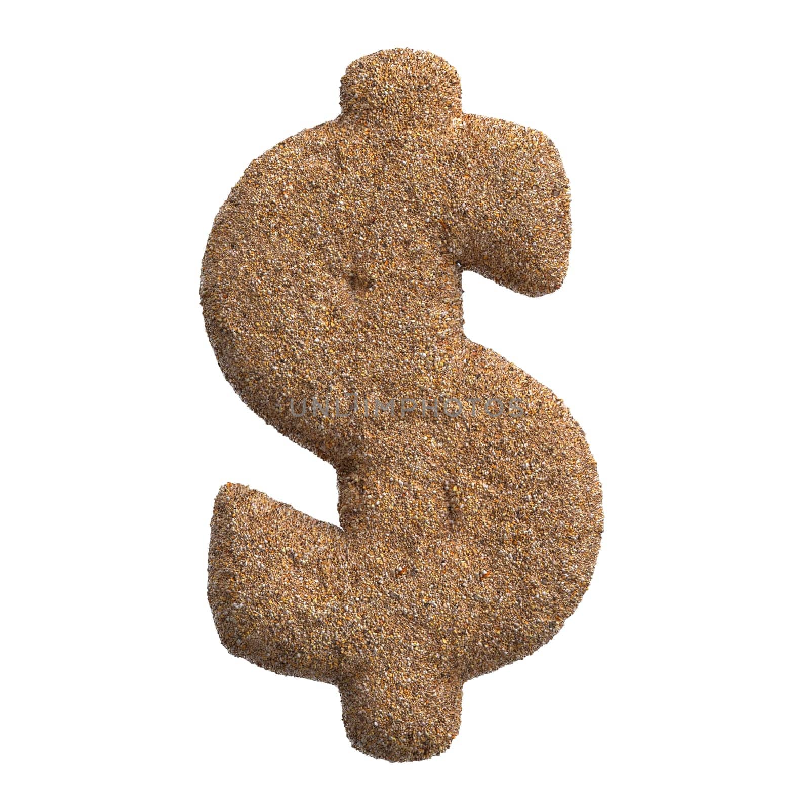 Sand dollar currency sign - 3d beach business symbol isolated on white background. This alphabet is perfect for creative illustrations related to Holidays, travel, ocean.