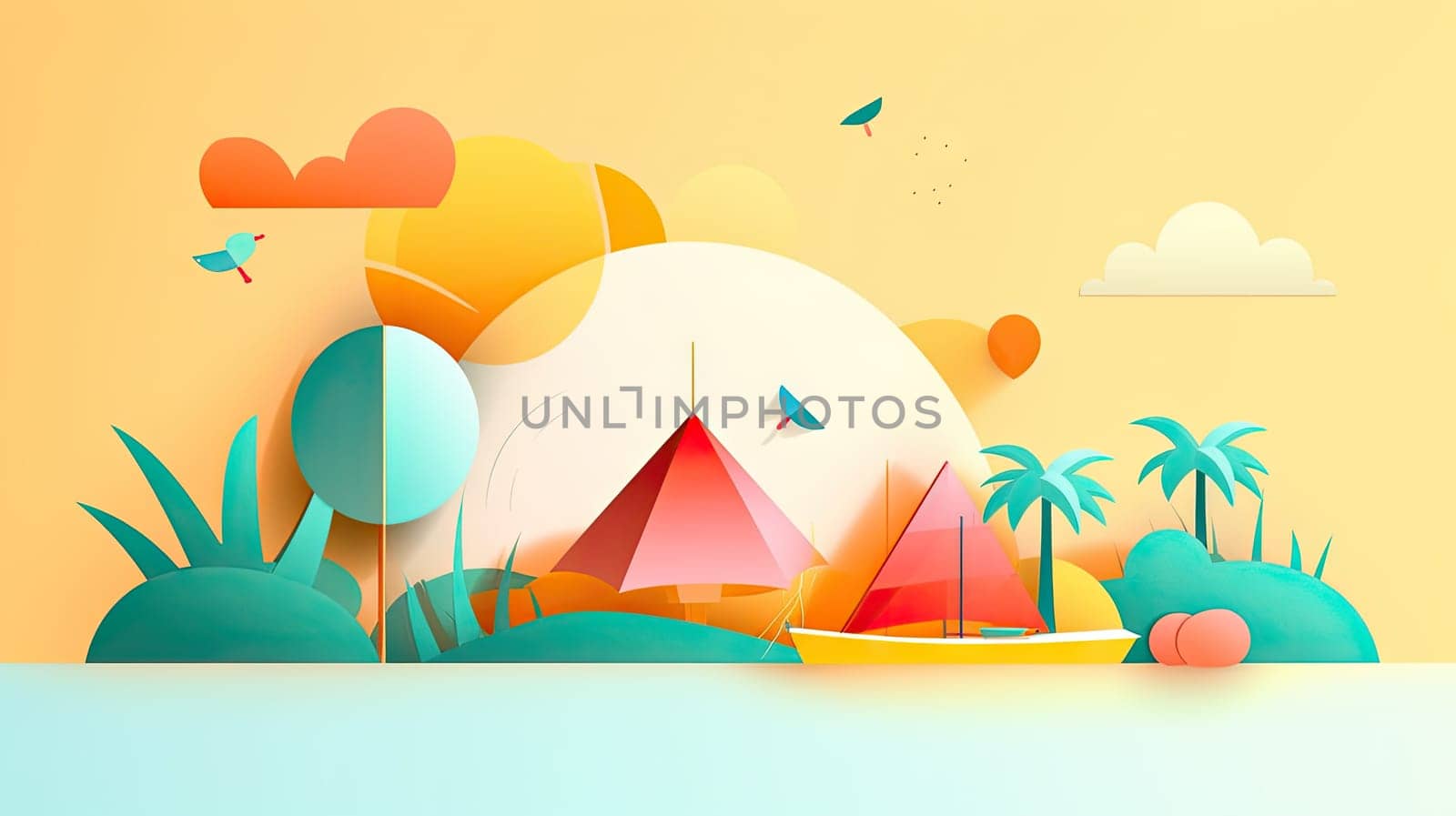 summer background, beach and sea, holidays concept, generative AI - AI generated