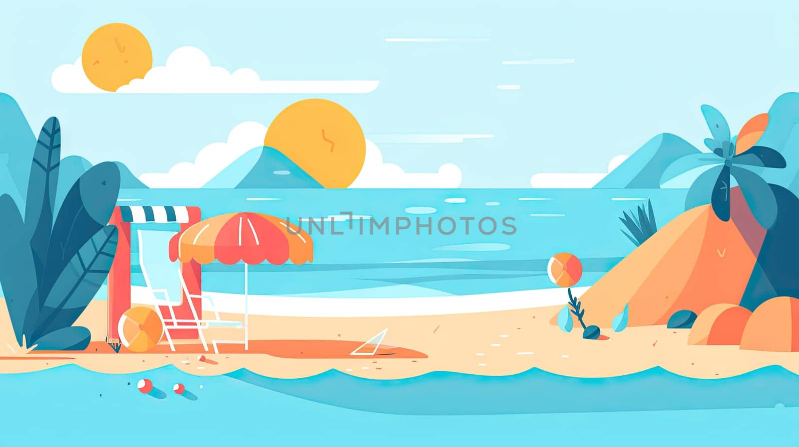 summer background, beach and sea, holidays concept, generative AI - AI generated