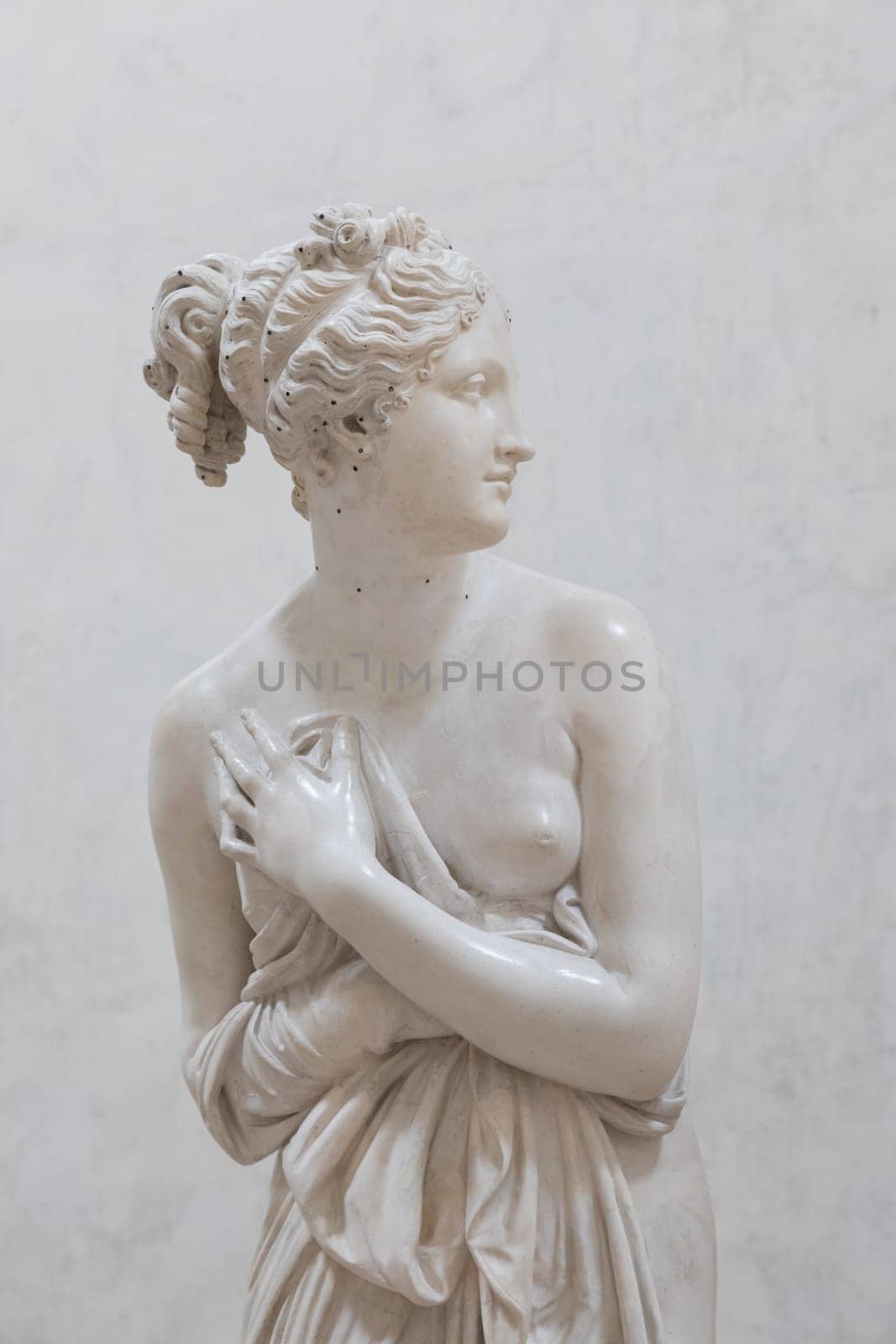 Possagno, Italy - June 2022: Venere Italica - Italian Venus - by Antonio Canova, 1811. Beautiful goddess statue in museum