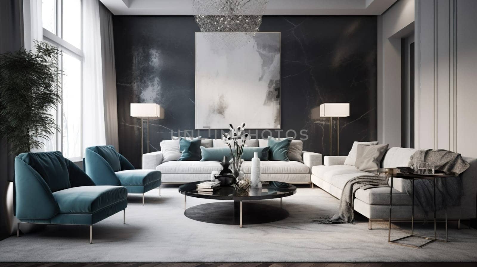 Luxurious Living-room interior - Generative AI - AI generated