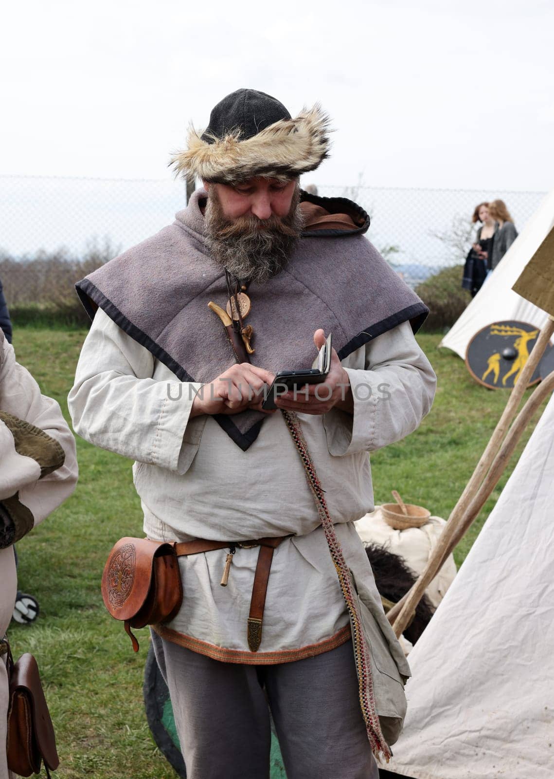 Krakow, Poland - April 11, 2023: Unidentified participants of Rekawka - Polish tradition, celebrated in Krakow on Tuesday after Easter. Currently has the character of festival historical reconstruction