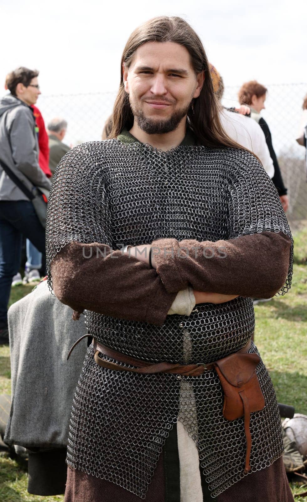 Krakow, Poland - April 11, 2023: Unidentified participants of Rekawka - Polish tradition, celebrated in Krakow on Tuesday after Easter. Currently has the character of festival historical reconstruction